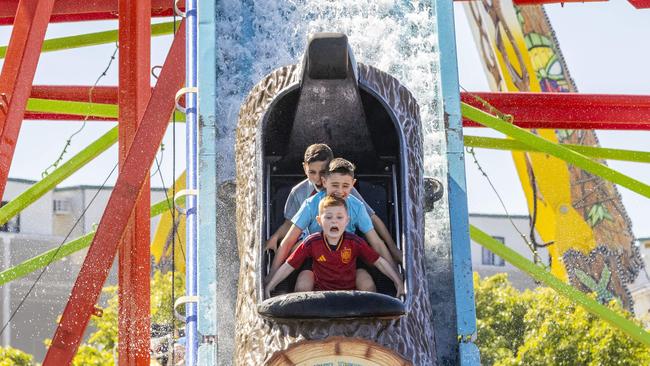 Sideshow rides at day one of the Ekka Royal Queensland Show at Brisbane Showgrounds, Saturday, August 12, 2023 – Picture: Richard Walker