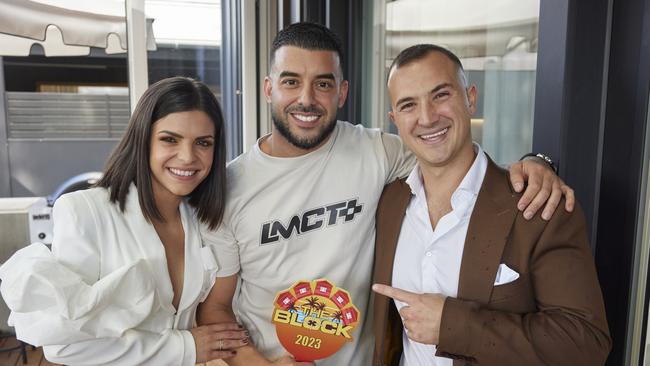 Steph and Gian are instant millionaires thanks to Portelli. Picture: Supplied/Channel 9