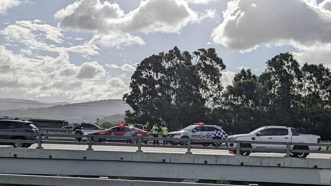 A motorcyclist was involved in a crash on the M1 in on Friday afternoon, near Exit 57 at Coomera. Picture: Keith Woods