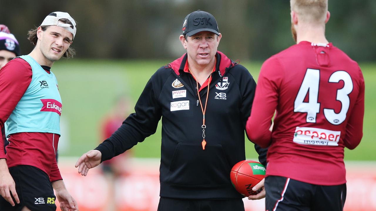 Interim coach Brett Ratten takes charge of St Kilda training. Picture: Getty Images