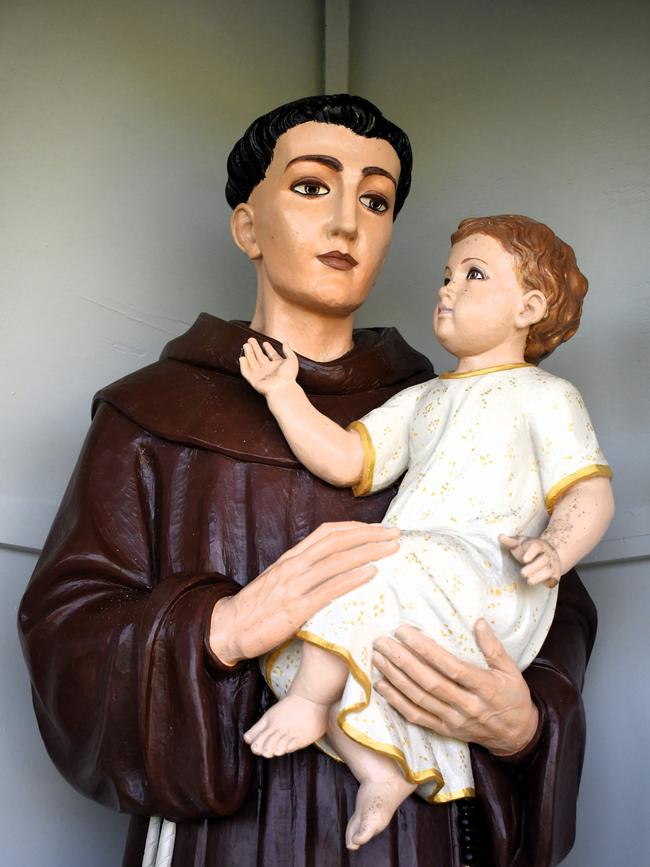 The second and larger statue of St Anthony on display at the St Anthony’s Chapel in Bemerside, Hinchinbrook, North Queensland. The saint, also known as Anthony of Padua, was said to have a natural affinity with children. Picture: Cameron Bates