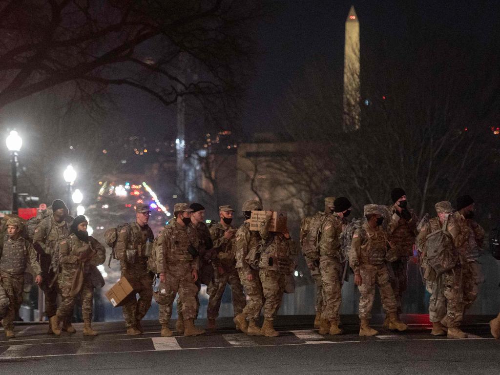 Members of the US National Guard deploy around the US Capitol. Picture: AFP