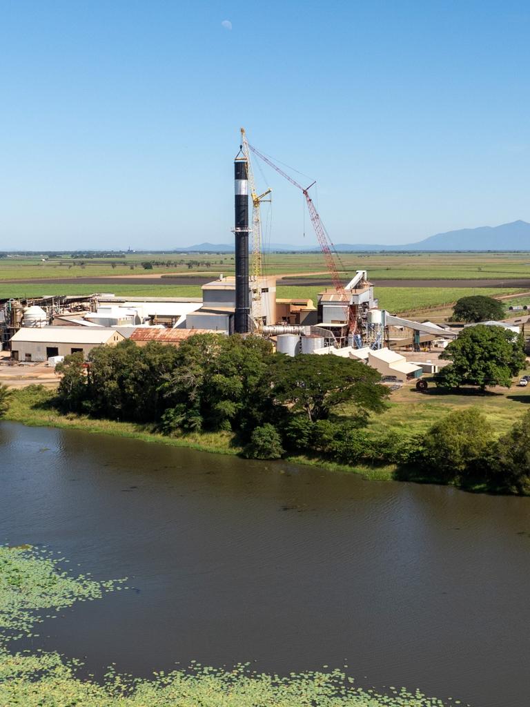 The two concrete stacks that once towered over Kalamia Mill for 50 years have been replaced by a single steel stack (pictured). With the 2025 crushing season starting this week, it means local residents will now see steam rising from a single stack at Kalamia Mill instead of the familiar two. Picture: Supplied