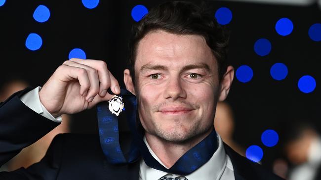 Lachie Neale with last year’s Brownlow Medal. Picture: Getty Images