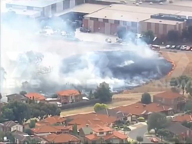 Authorities are treating a Mill Park grassfire as suspicious. Picture: Seven News