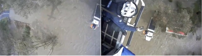 Police winch two people to safety