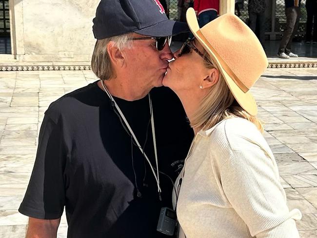 Kay McGrath with fiance Richard Moore in India. Richard had a heart attack and died while there. Picture:  Instagram