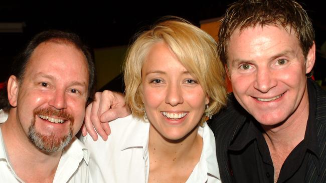 Mix 102.3 breakfast presenters Chris Dzelde with Ali Carle and Kym Dillon in 2006. Picture: The Advertiser