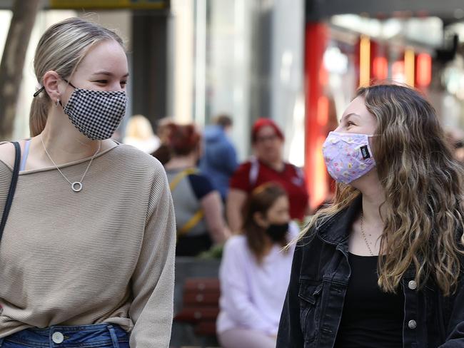 People wearing masks in the Queen Street Mall. Pics Tara Croser.