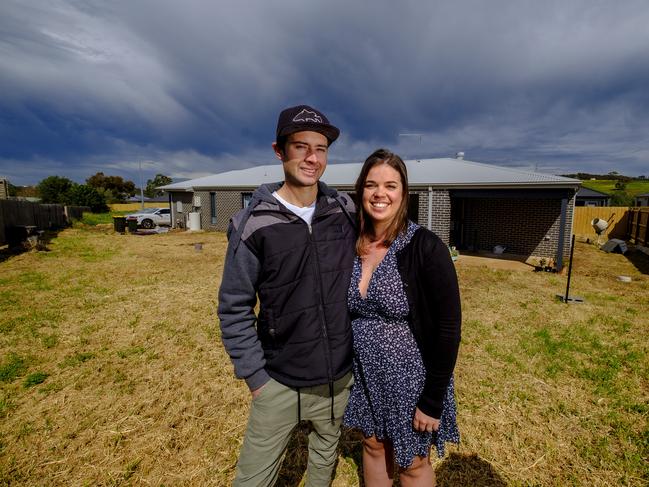 Matt Hearn, 28 and partner Tiffany Newton, 28 at their home in Bacchus Marsh.