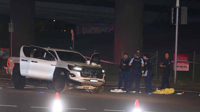 Crime scene of Sunday’s shooting at Church St Granville under the M4 overpass. Picture: Rohan Kelly