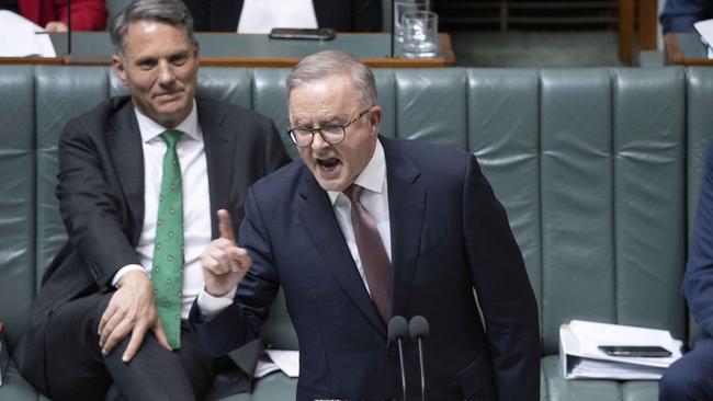 Prime Minister Anthony Albanese rips into the opposition during question time in the House of Representatives. Picture: NCA NewsWire / Gary Ramage