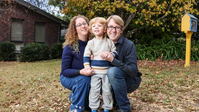 Hills residents Michael Cornish with wife Dayna Fisher and their son Owen, 4. Picture: Russell Millard