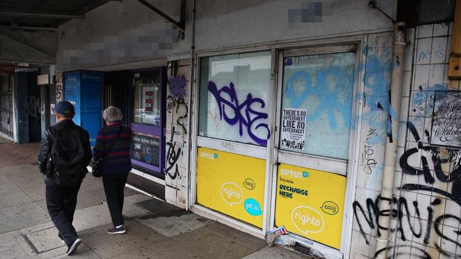 Graffitied buildings along Canterbury Rd. Picture: Angelo Velardo