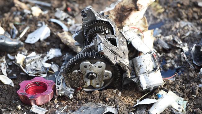 Crushed engine components are the only remnants of a monkey bike. Picture: Lawrence Pinder