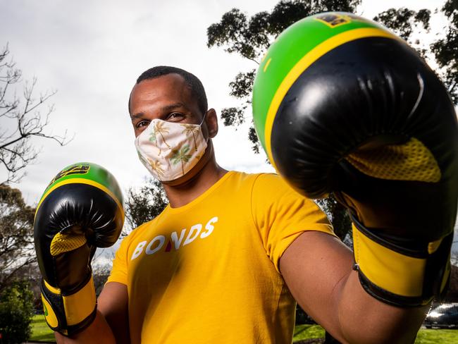 Personal trainer Marcos Souza, 38, is on JobKeeper and said he has lost 40 per cent of his business since coronavirus hit. He wants to get back to work and understands that JobKeeper must be wound back. Picture: Jake Nowakowski