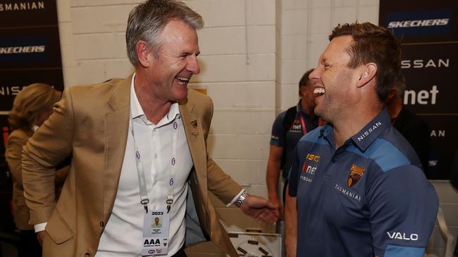 Kennett’s successor Andy Gowers with coach Sam Mitchell. Picture: Michael Klein