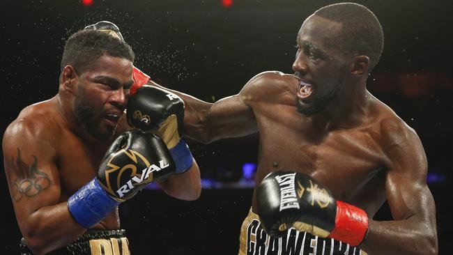 Terence Crawford connects with Felix Diaz in New York last year.