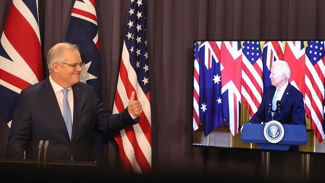 Prime Minister Scott Morrison and US President Joe Biden announcing the creation of the AUKUS alliance.