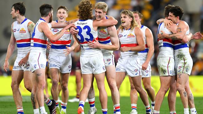 The Bulldogs are one victory away from the AFL grand final. Photo by Albert Perez/AFL Photos via Getty Images