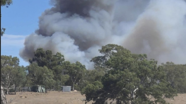 A fire was sparked near Mount Torrens by an angle grinder on Wednesday. Picture: South Aussie with Cosi