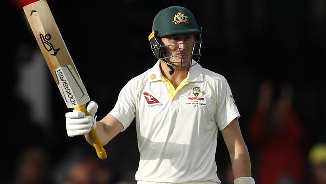 Marnus Labuschagne hit a vital half-century for Australia. Picture: Alastair Grant