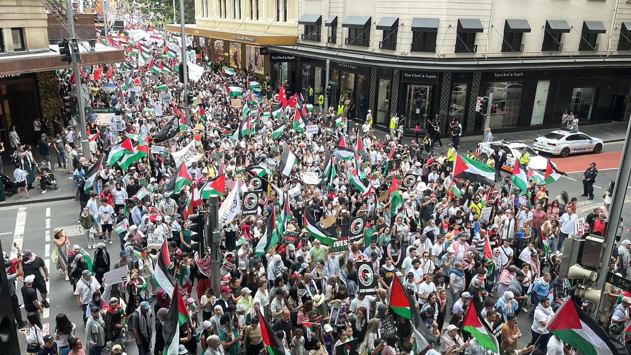 About 50,000 protesters gathered at Sydney's Hyde Park for the rally. Picture: NCA NewsWire/ Dylan Robinson