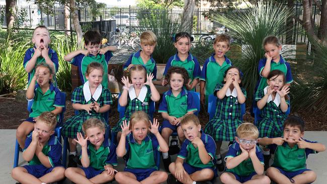 My First Year: Miami State School Prep H. L-R Front row: Mack, Indie, Tess, Archie, Patrick, Ari. Middle row: Halle, Meila, Ava, Leo, Hannah, Olive. Back row: Leo, Oliver, Kai, Mila, Kian, Sophie. Picture: Glenn Hampson.