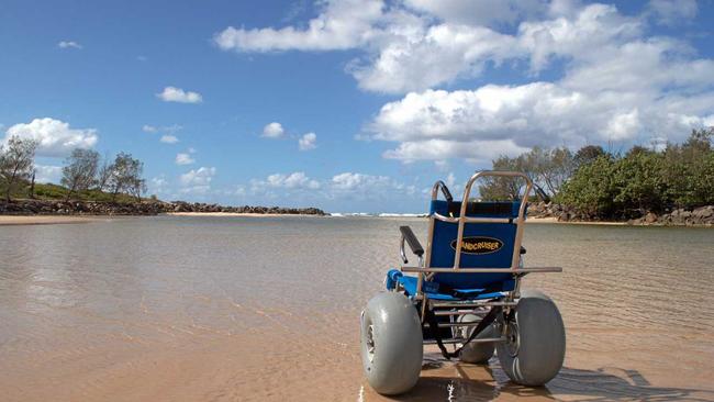 A new beach wheelchair is now available in Pottsville. Picture: Picasa