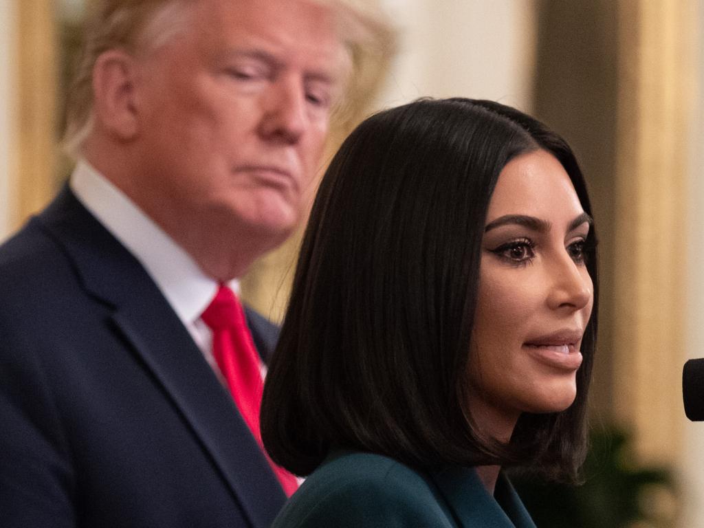 Kim Kardashian’s justice reform ambitions took her to the White House in 2019, pictured with former President Donald Trump. Picture: AFP