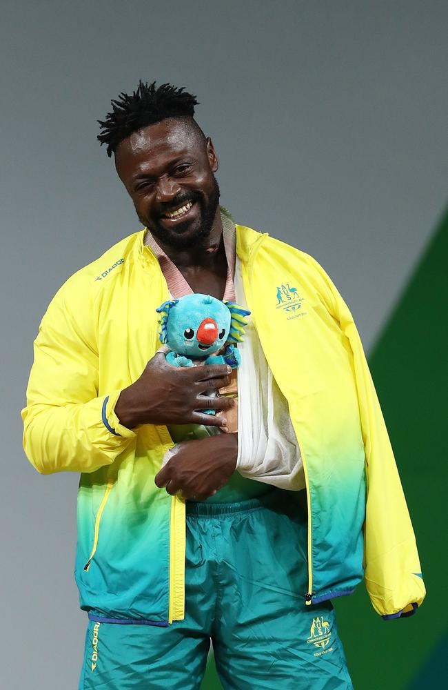 Etoundi was all smiles on the podium when collecting his medal.