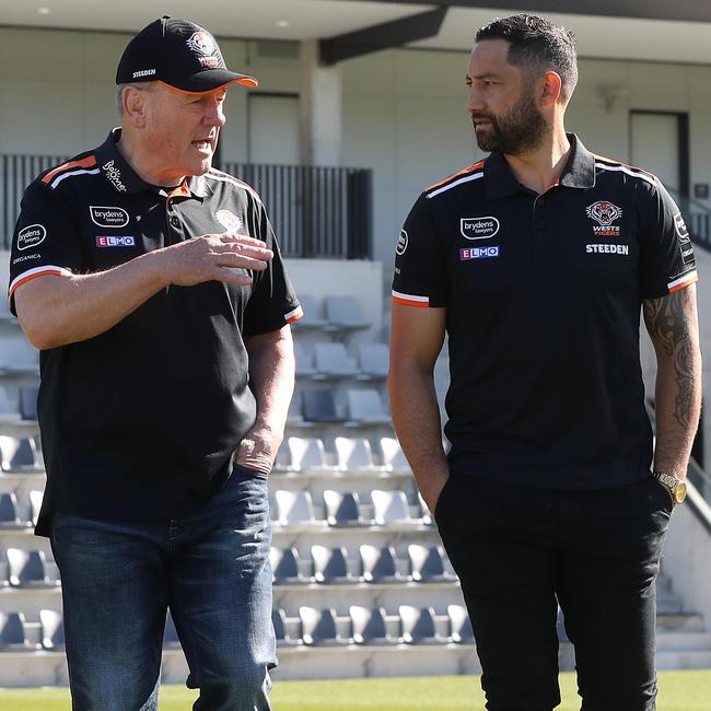 Tim Sheens and Benji Marshall. Picture: David Swift