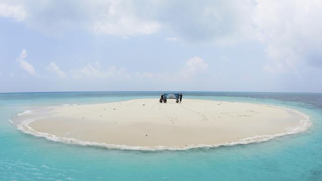 Midnight Oil pictured on the Great Barrier Reef. Picture: Justin J Heitman.