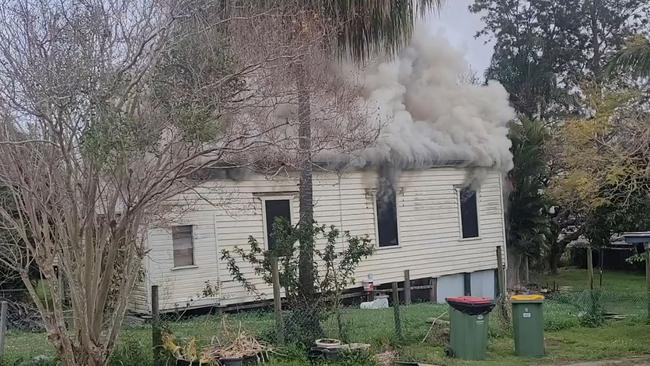 Flames engulf the home at Beenleigh. Picture: Supplied