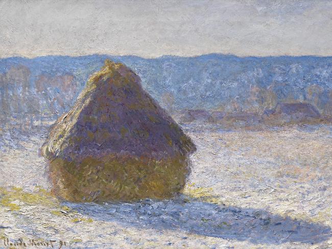 Claude Monet, French, 1840–1926 Grainstack (snow effect), 1891 oil on canvas, 65.4 x 92.4 cm Museum of Fine Arts, Boston. Gift of Miss Aimée and Miss Rosamond Lamb in memory of Mr. and Mrs. Horatio Appleton Lamb. Photography © Museum of Fine Arts, Boston. All Rights Reserved *Only to be used for editorial coverage to review or promote French Impressionism from the Museum of Fine Arts, Boston at the NGV 2025