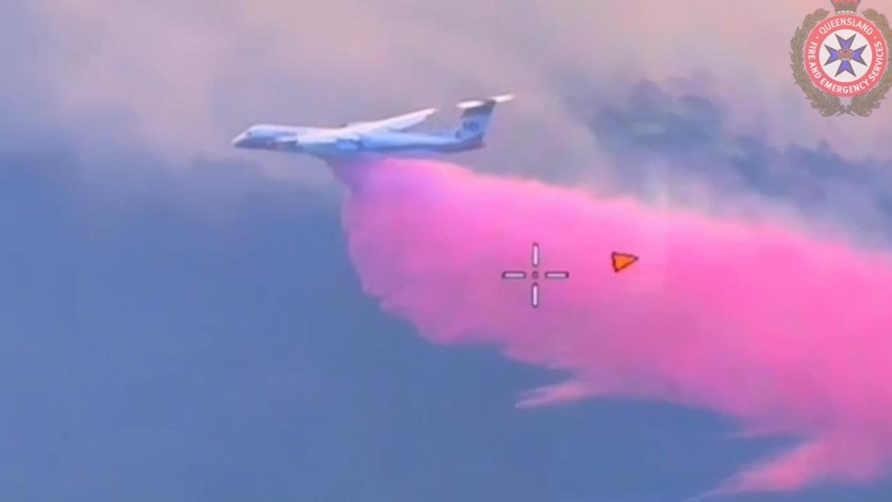 The large air tanker in action to combat a bushfire in Kumbarilla State Forest on September 7, 2023.