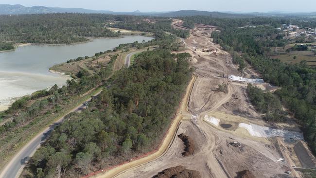 Aerial view of clearing works near Gympie for the final section of the Cooroy to Curra Bruce Highway Bypass.