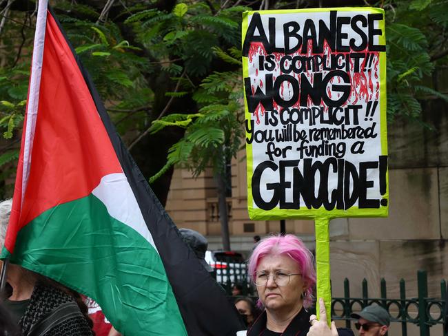 Protesters at the Brisbane rally. Picture: Tertius Pickard