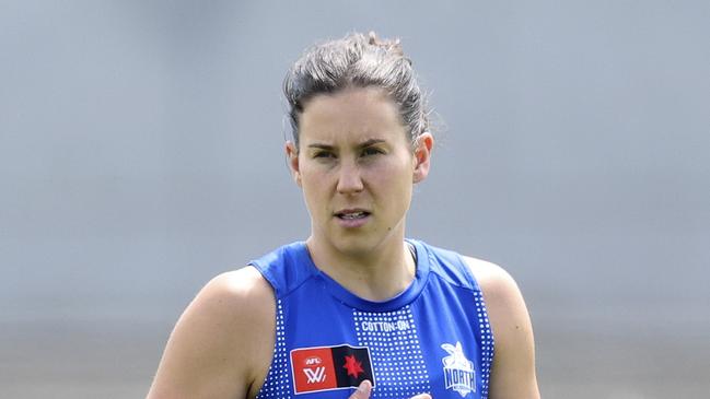 North Melbourne recruit Libby Birch is preparing for a tilt at a third premiership medal in the 2024 finals series. Picture: Martin Keep / Getty Images