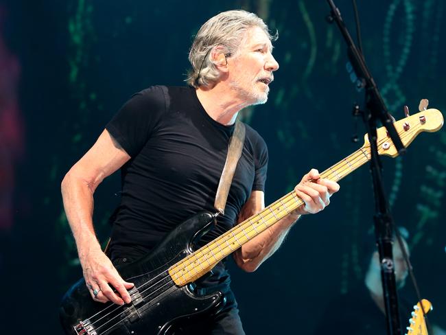 Singer and bassist Roger Waters on stage at Brisbane Entertainment Centre. Picture: AAP Image/Steve Pohlner