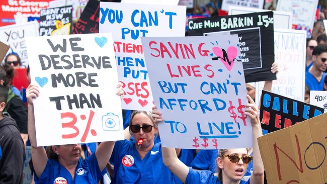 Nurses and midwives held a 24-hour statewide strike on November 13. Picture: Gaye Gerard