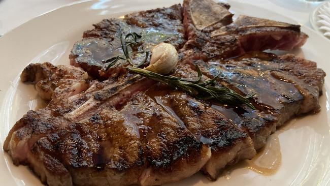 A T-bone from NSW’s northern tablelands at the Beijing outpost of America-themed steakhouse “Morton’s of Chicago”. Picture: Will Glasgow.