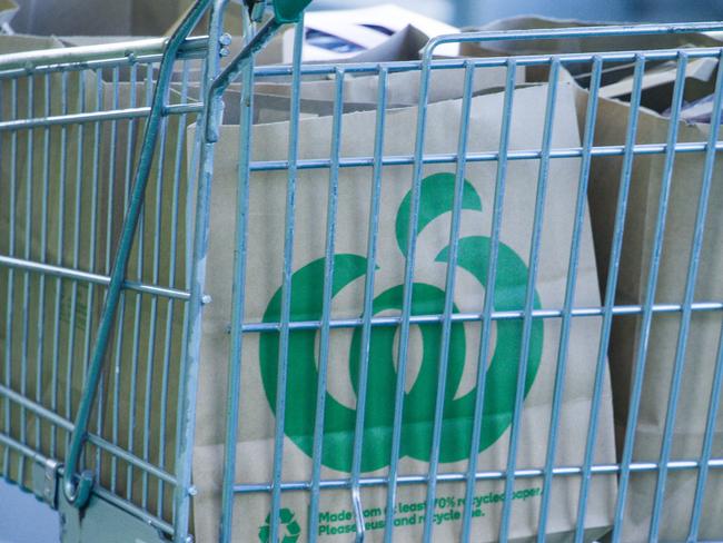 BRISBANE, AUSTRALIA - NewsWire Photos - JUNE 19, 2024: Generic photo of Australian shopping centre Woolworths shopping bag.Picture: NewsWire / Glenn Campbell