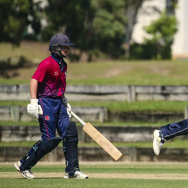 TSS quick, Ellis McCarthy and BSHÃ•Ss Callum McCatthy as the Southport School v Brisbane State High School at The Southport School/Village Green. Picture: Glenn Campbell