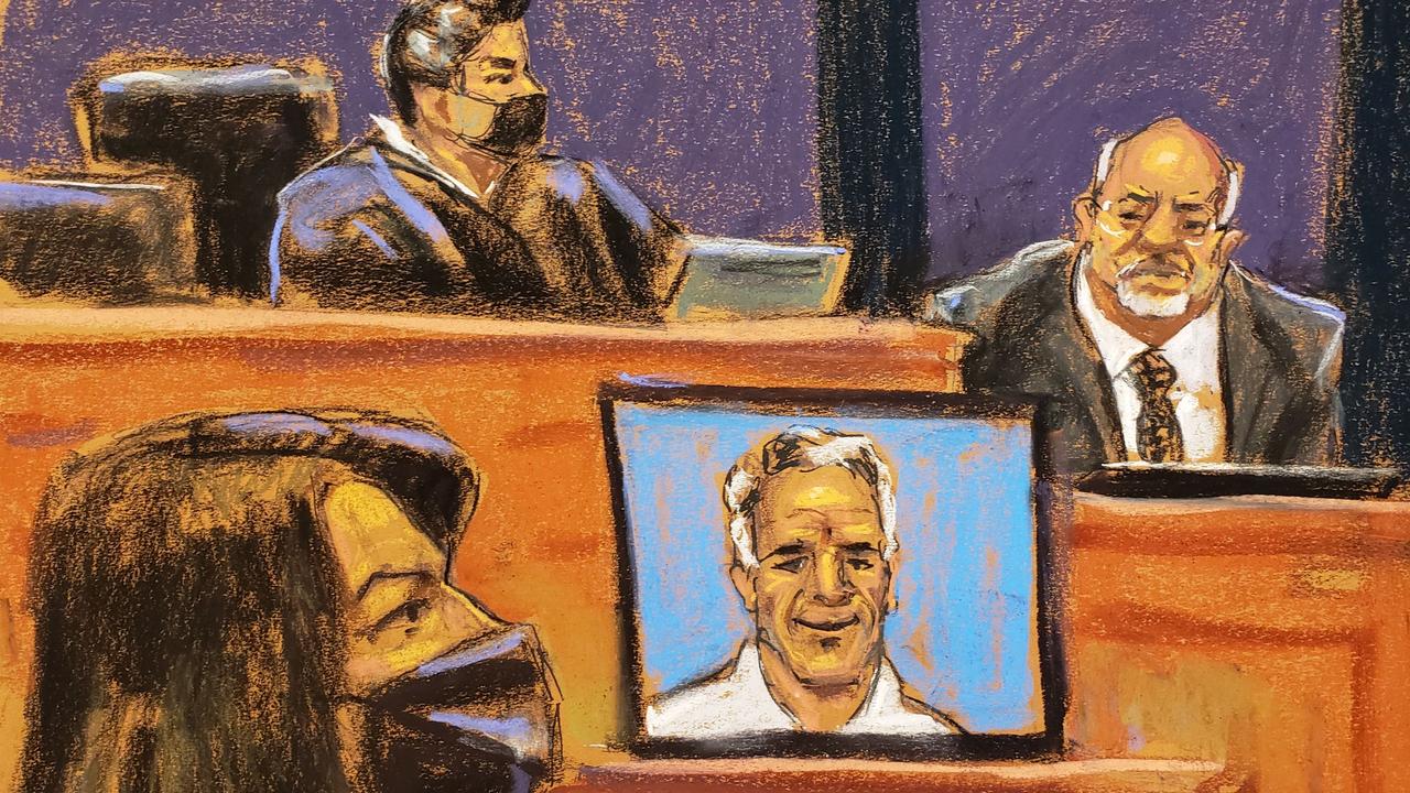 This courtroom sketch shows Juan Alessi (R), Epstein's house manager, Judge Alison nathan and Ghislaine Maxwell during her trial on charges of sex trafficking, in New York City.