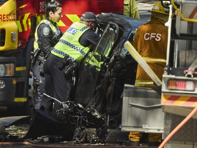 Emergency services responding to a serious crash on South Para Road in Chain of Ponds , Wednesday, Oct. 18, 2023. Picture: Matt Loxton