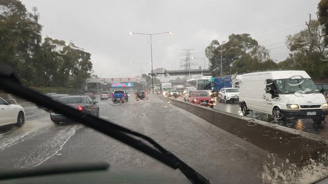 Flooding on the Monash Freeway Exit from Batman Ave.