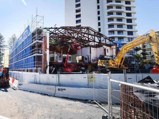 Demolition on the controversial redevelopment of the old Burleigh Threate has started, marking the end of the 1930s building. Picture Glenn Hampson