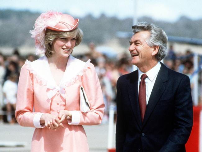 Pictured with Diana Princess of Wales in Australia in 1983.