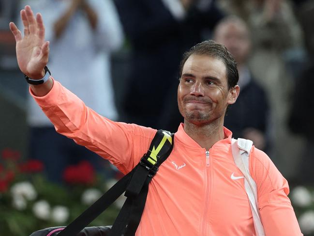 Spain's Rafael Nadal gestures after losing against Czech Republic's Jiri Lehecka during the 2024 ATP Tour Madrid Open tournament round of 16 tennis match at Caja Magica in Madrid on April 30, 2024. (Photo by Thomas COEX / AFP)